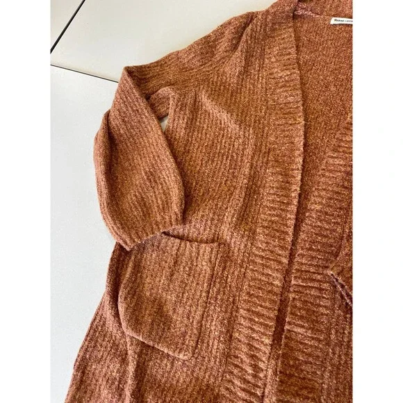 Marine Layer Open Front Cardigan Rust Pockets Small - Picture 3 of 4